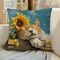 Spring Pillow Covers 18x18 Inch Orange Cat Sunflowers Throw Pillowcase Summer Home Sofa Bedroom Living Room Holiday Cushion Case Modern Decorations